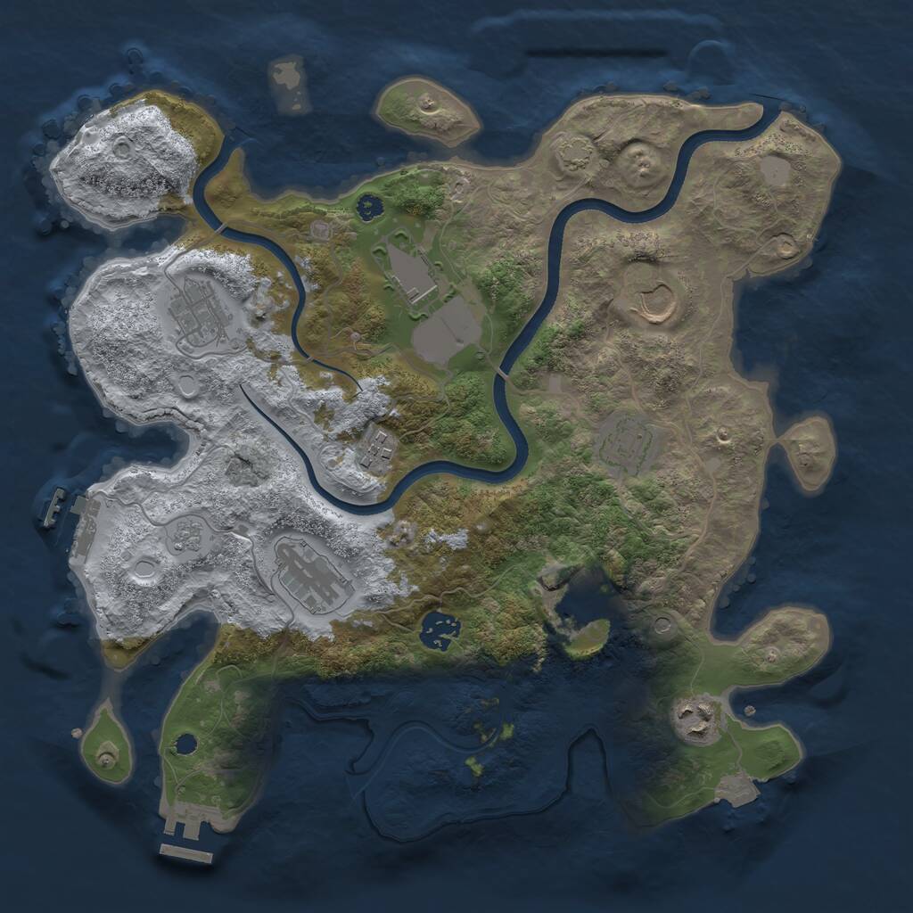 Rust Map: Procedural Map, Size: 3500, Seed: 528127, 15 Monuments