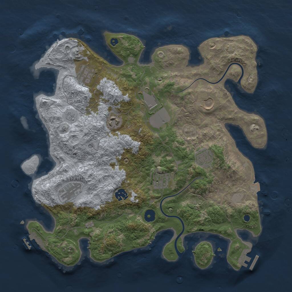 Rust Map: Procedural Map, Size: 3700, Seed: 2243096, 14 Monuments