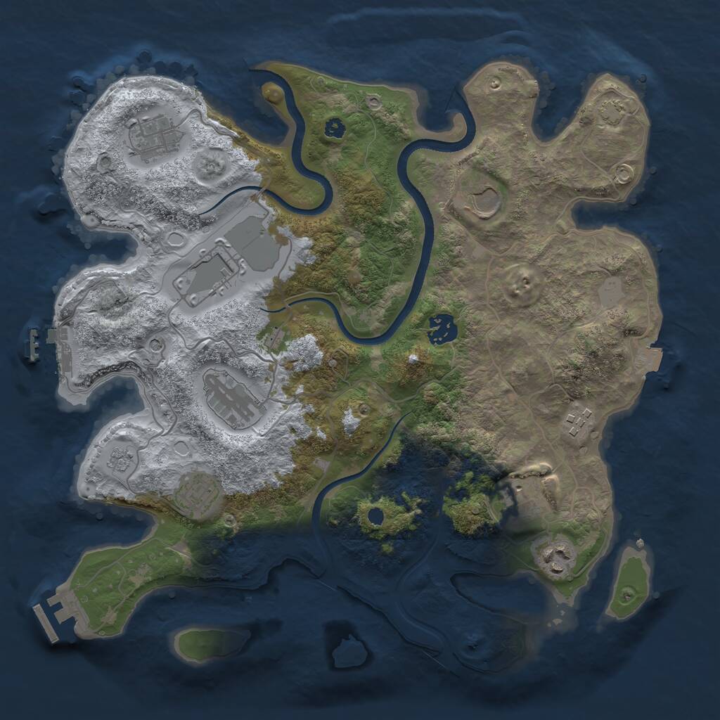 Rust Map: Procedural Map, Size: 3500, Seed: 5273088, 15 Monuments