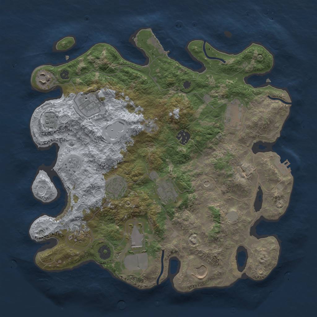 Rust Map: Procedural Map, Size: 3500, Seed: 740792, 17 Monuments