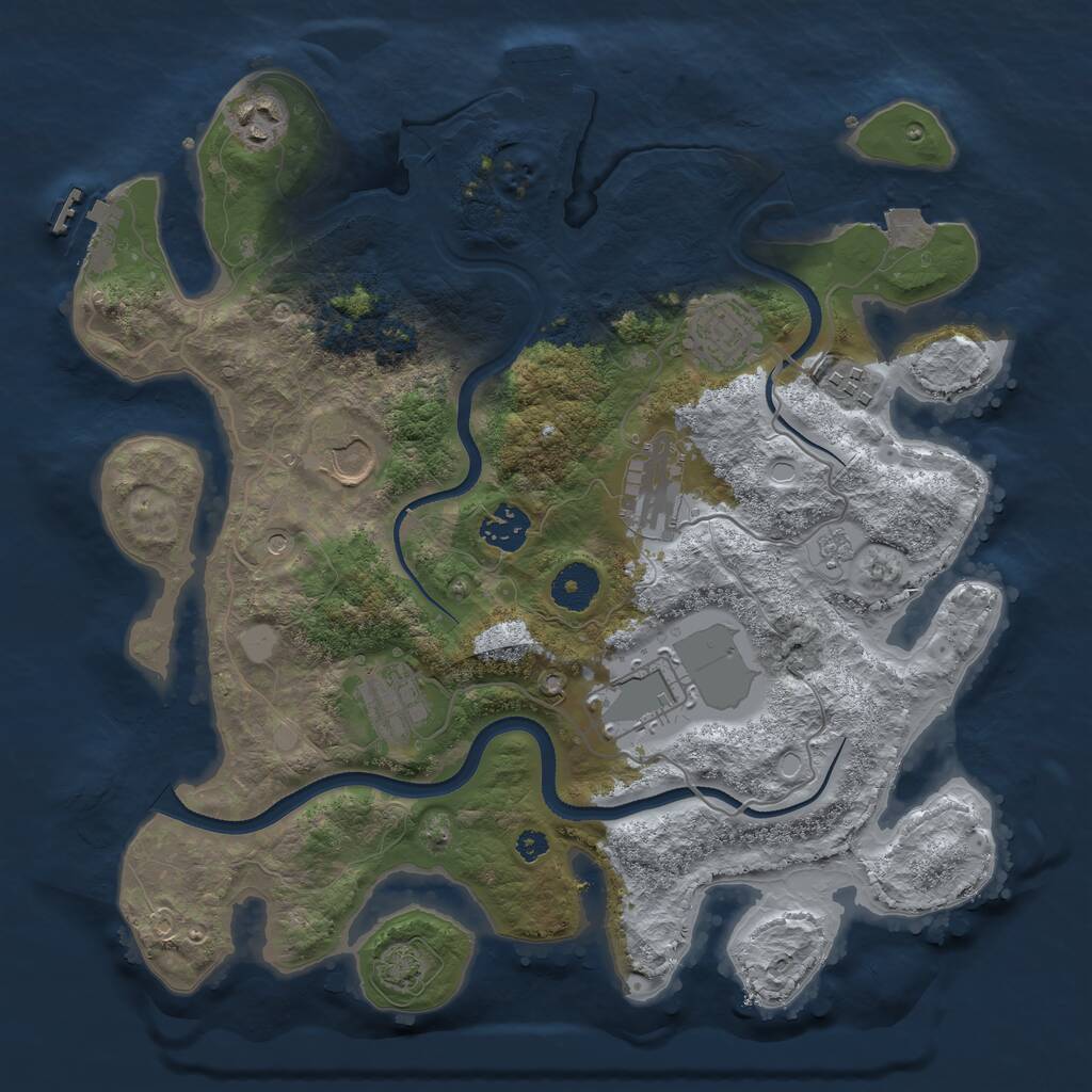 Rust Map: Procedural Map, Size: 3500, Seed: 5773971, 14 Monuments
