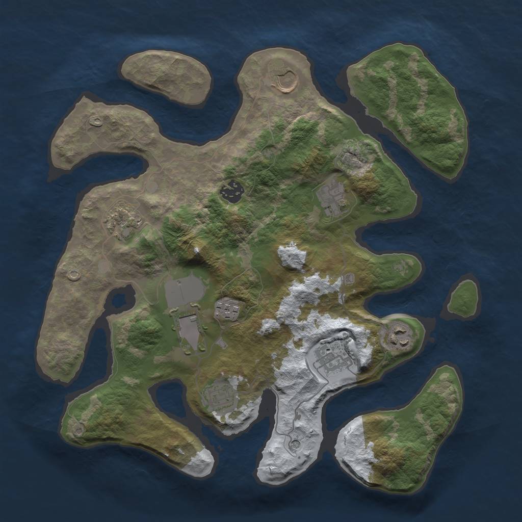 Rust Map: Barren, Size: 3500, Seed: 4976629, 12 Monuments