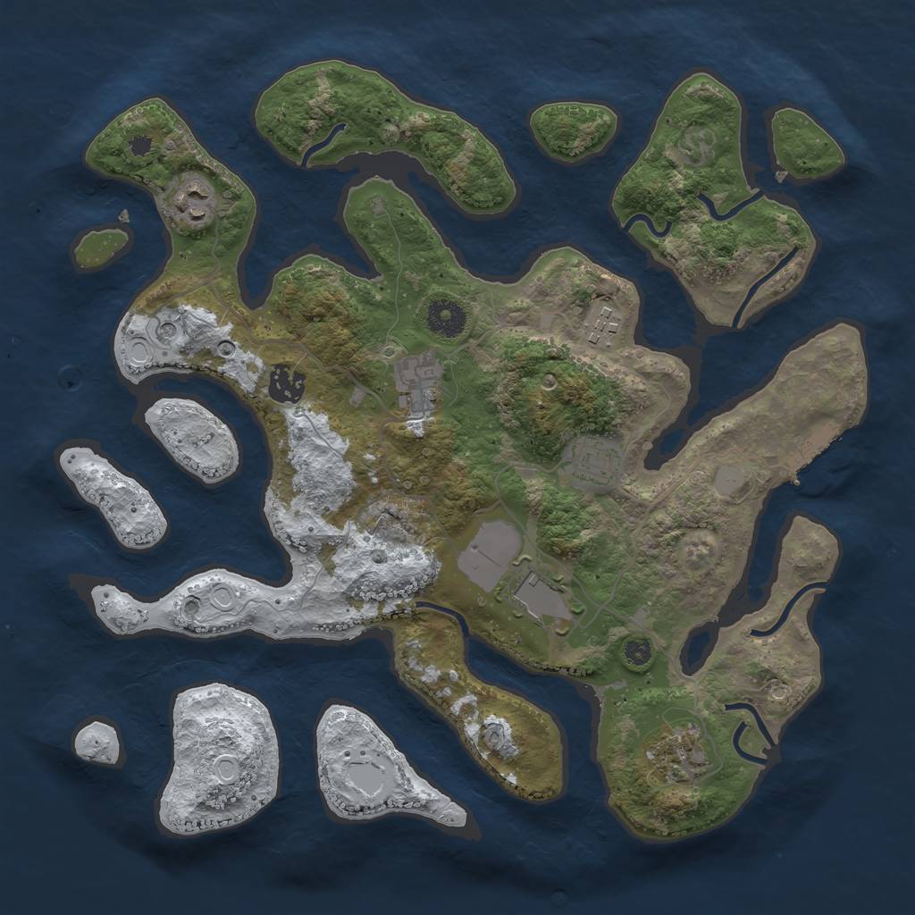 Rust Map: Procedural Map, Size: 3550, Seed: 595133, 14 Monuments