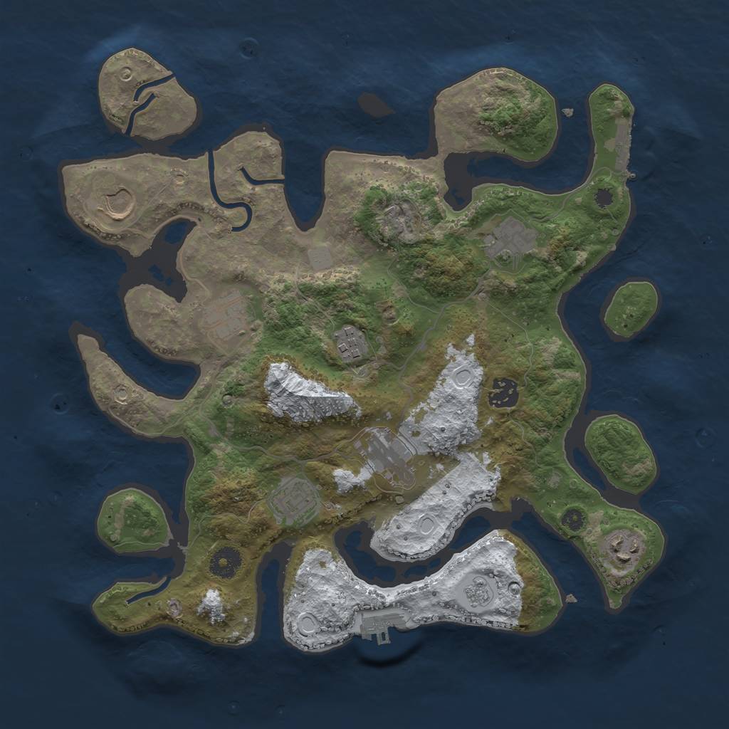 Rust Map: Procedural Map, Size: 3500, Seed: 1462186, 16 Monuments