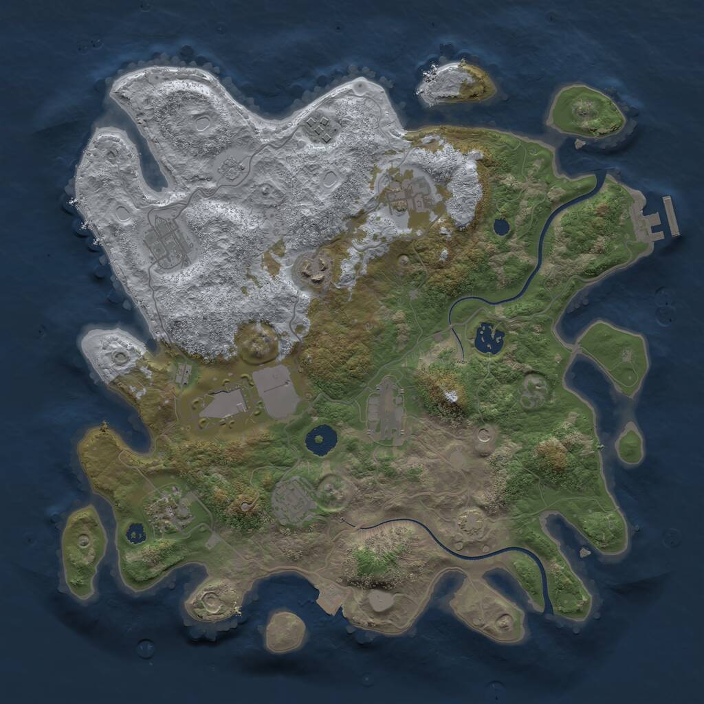 Rust Map: Procedural Map, Size: 3500, Seed: 5947743, 14 Monuments
