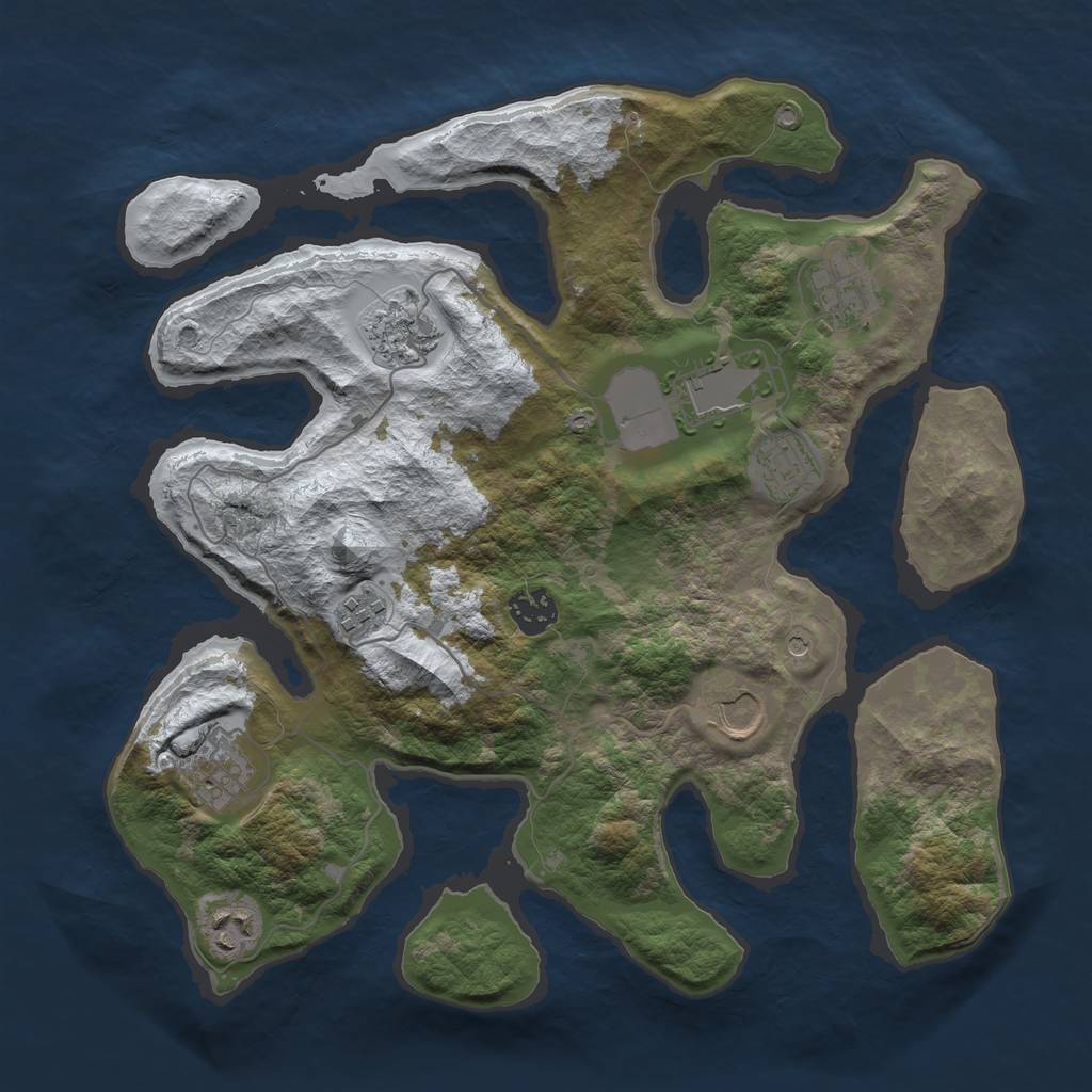 Rust Map: Barren, Size: 3500, Seed: 3093763, 12 Monuments