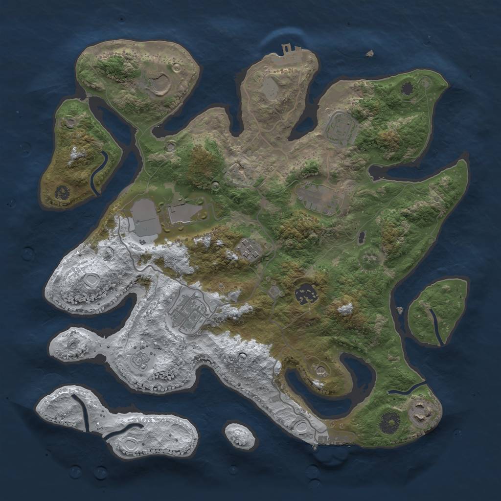 Rust Map: Procedural Map, Size: 3500, Seed: 5430321, 17 Monuments