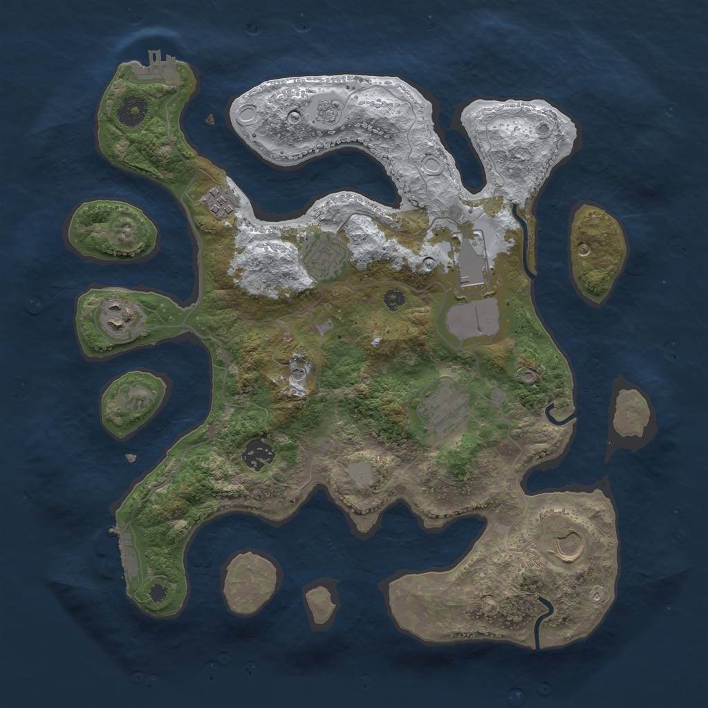 Rust Map: Procedural Map, Size: 3500, Seed: 5801869, 16 Monuments