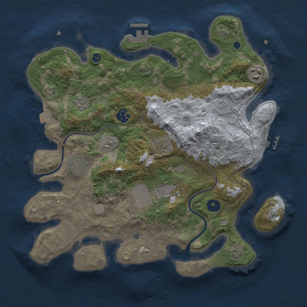 Rust Map: Procedural Map, Size: 3500, Seed: 497071, 12 Monuments