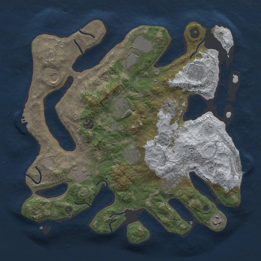 Rust Map: Procedural Map, Size: 3700, Seed: 5344426, 19 Monuments