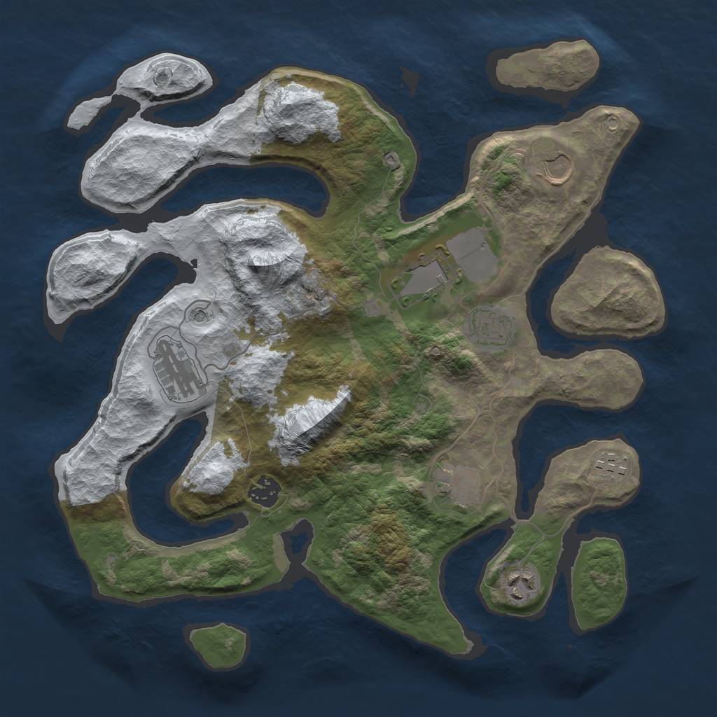 Rust Map: Barren, Size: 3500, Seed: 2576033, 11 Monuments