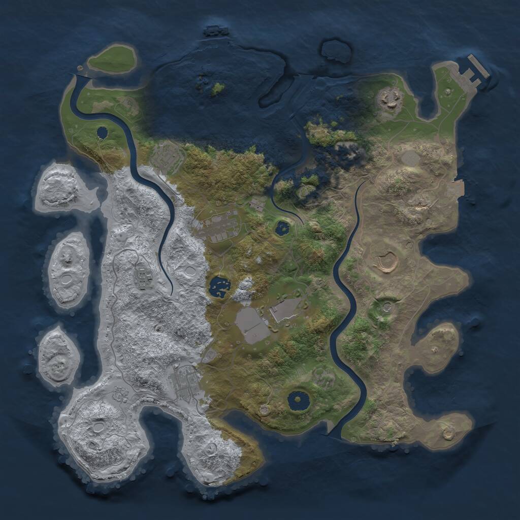 Rust Map: Procedural Map, Size: 3700, Seed: 4368632, 14 Monuments