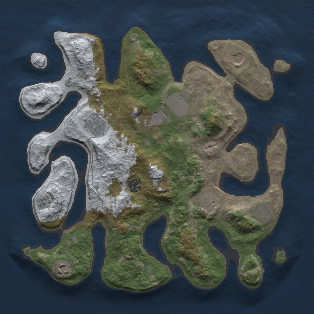 Rust Map: Barren, Size: 3500, Seed: 6093920, 11 Monuments