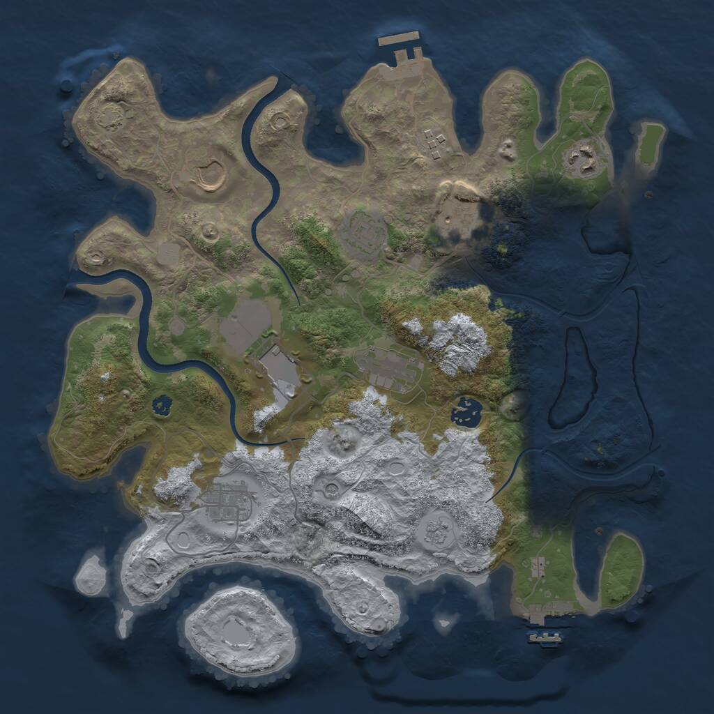 Rust Map: Procedural Map, Size: 3500, Seed: 3452391, 15 Monuments