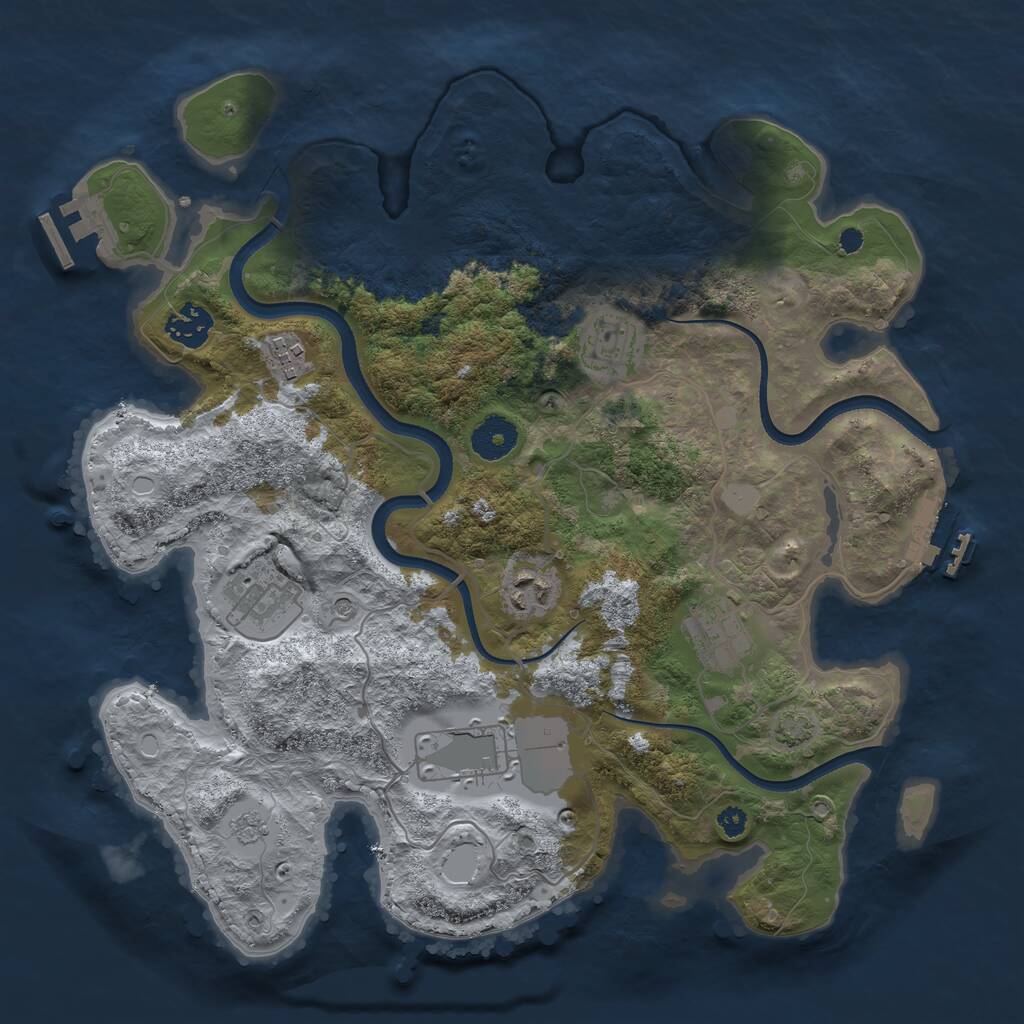 Rust Map: Procedural Map, Size: 3500, Seed: 271965, 13 Monuments