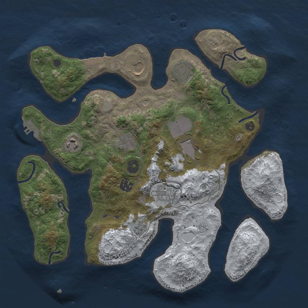 Rust Map: Procedural Map, Size: 3500, Seed: 5418892, 17 Monuments