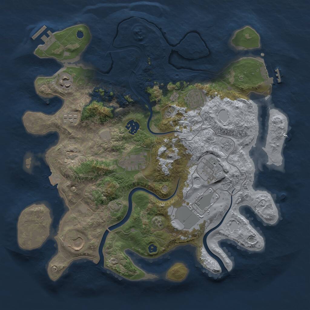 Rust Map: Procedural Map, Size: 3500, Seed: 612605, 14 Monuments