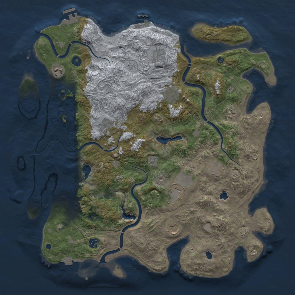 Rust Map: Procedural Map, Size: 4500, Seed: 7696, 16 Monuments