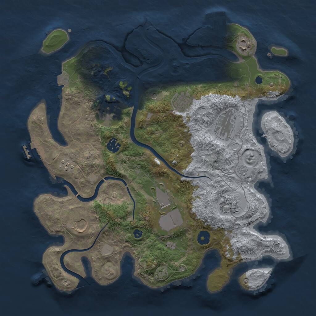 Rust Map: Procedural Map, Size: 3500, Seed: 355366, 15 Monuments