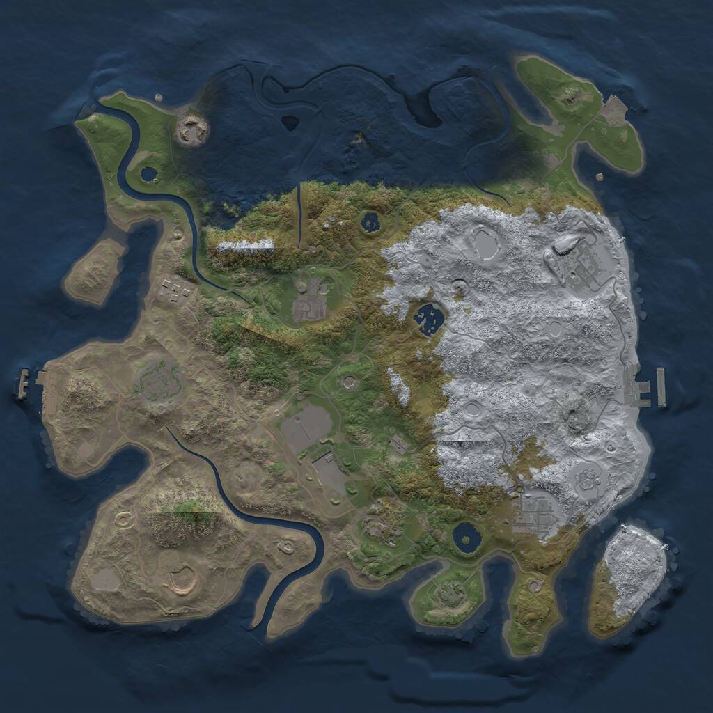 Rust Map: Procedural Map, Size: 3700, Seed: 351210, 16 Monuments