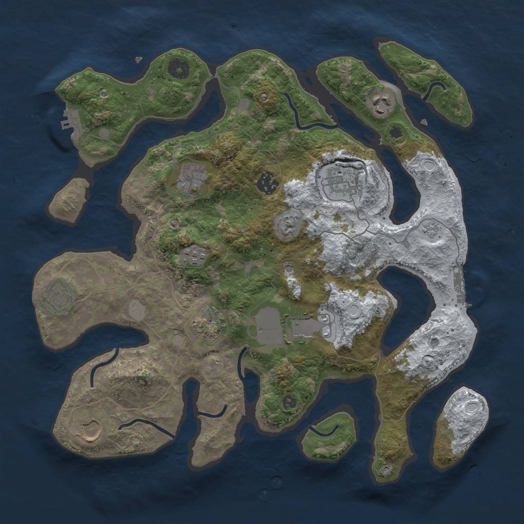 Rust Map: Procedural Map, Size: 3700, Seed: 351210, 18 Monuments