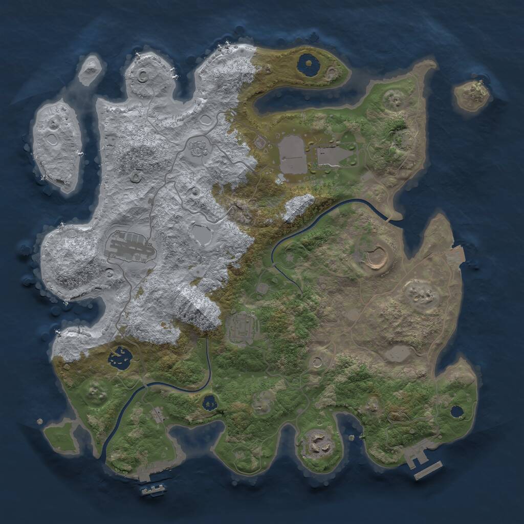 Rust Map: Procedural Map, Size: 3500, Seed: 1644394, 12 Monuments