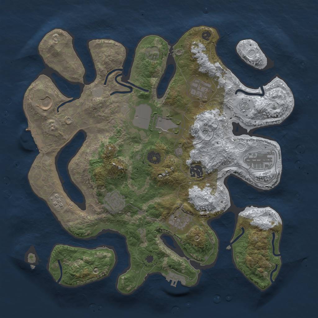 Rust Map: Procedural Map, Size: 3500, Seed: 2814639, 17 Monuments