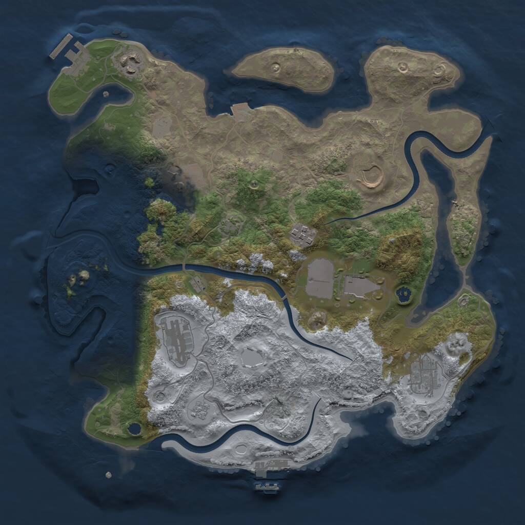 Rust Map: Procedural Map, Size: 3500, Seed: 1900939, 13 Monuments