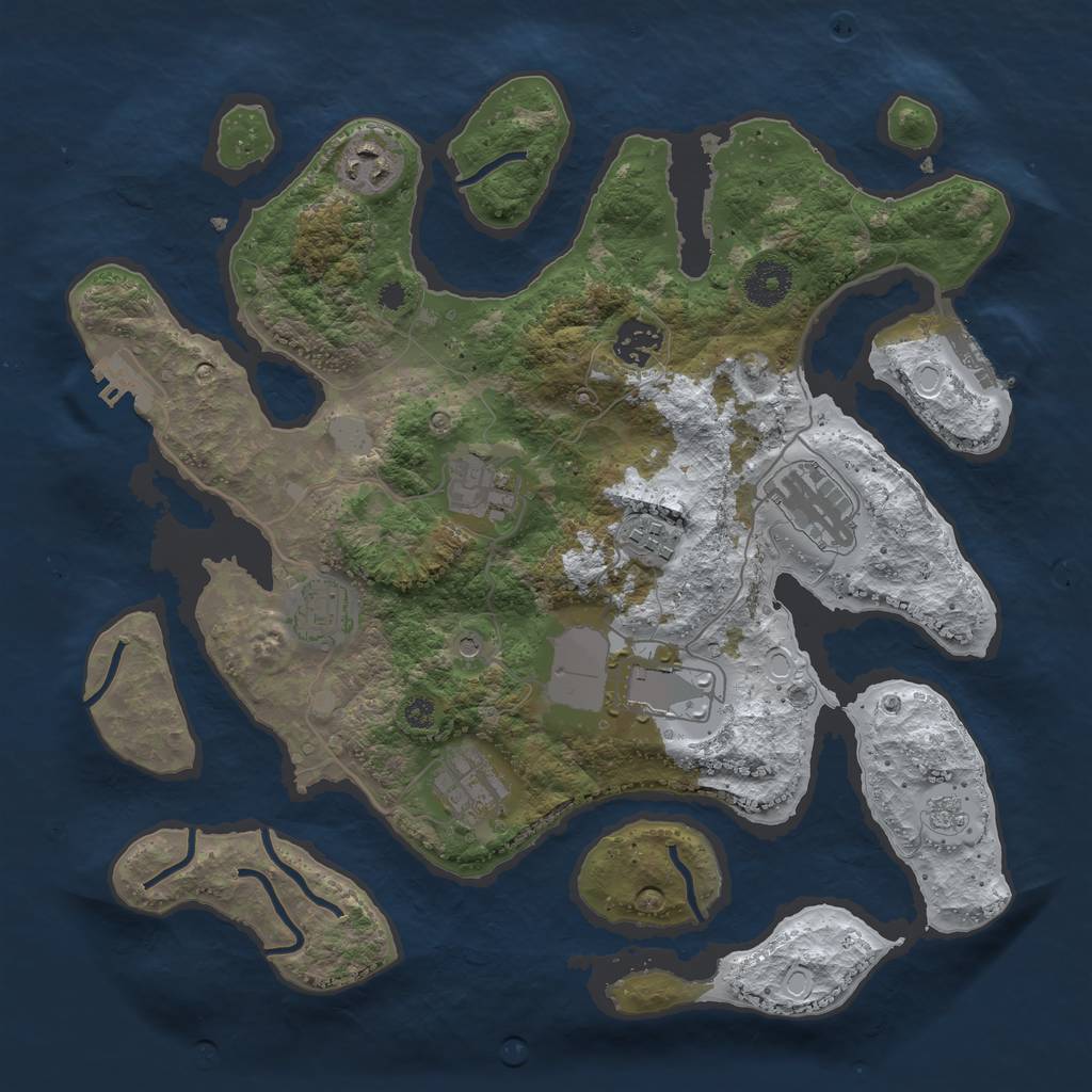 Rust Map: Procedural Map, Size: 3500, Seed: 2366391, 17 Monuments