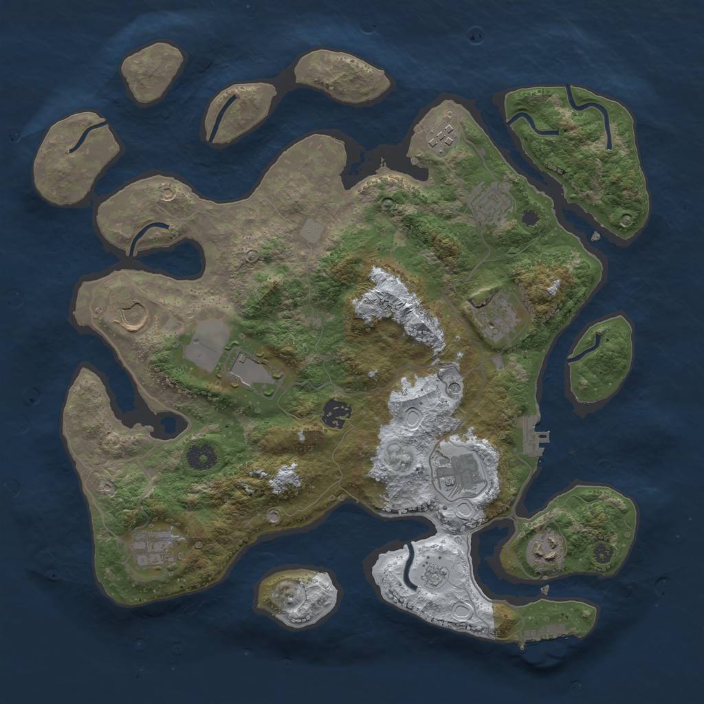 Rust Map: Procedural Map, Size: 3700, Seed: 1879008140, 18 Monuments