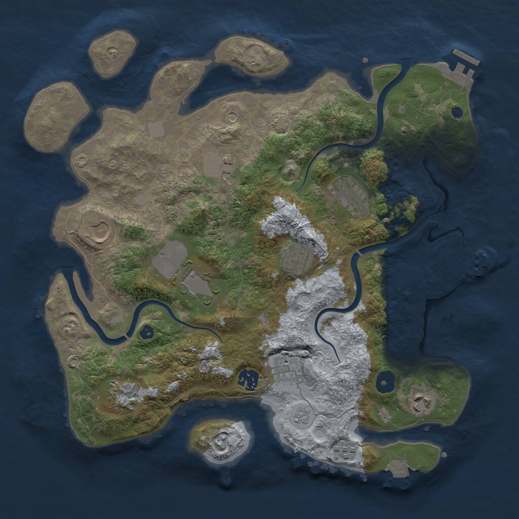 Rust Map: Procedural Map, Size: 3700, Seed: 1879008140, 16 Monuments
