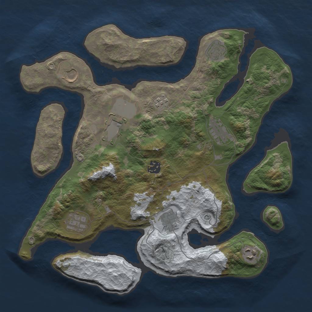 Rust Map: Barren, Size: 3500, Seed: 4211783, 12 Monuments