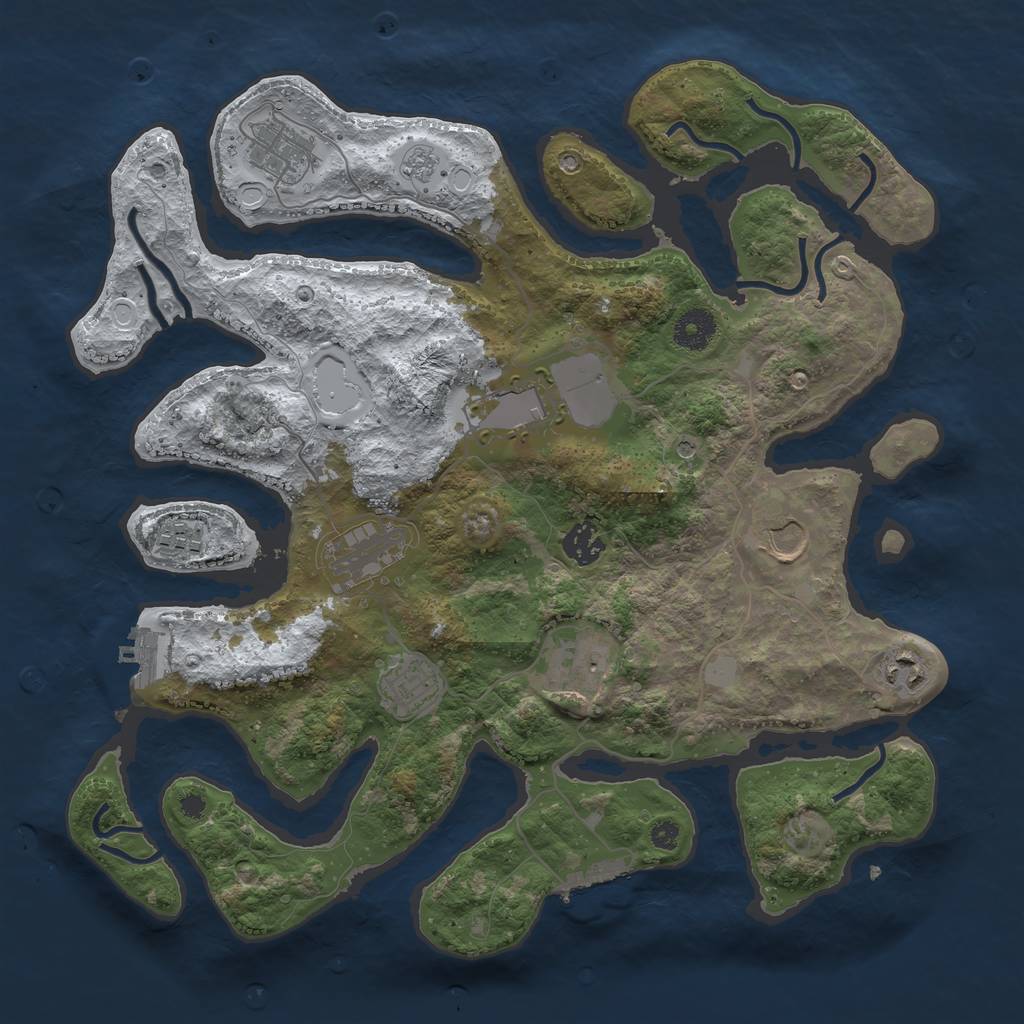 Rust Map: Procedural Map, Size: 3700, Seed: 4781998, 18 Monuments