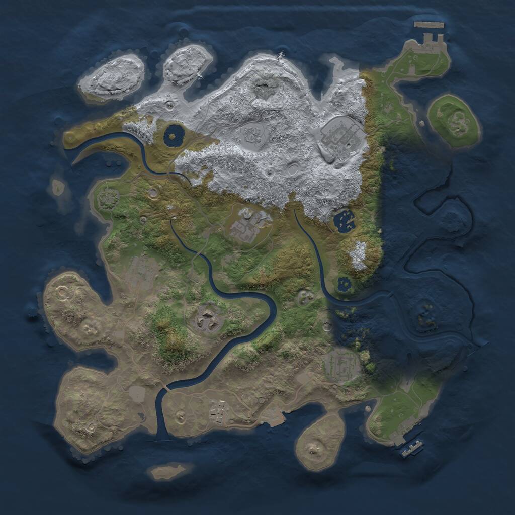 Rust Map: Procedural Map, Size: 3500, Seed: 5167611, 13 Monuments
