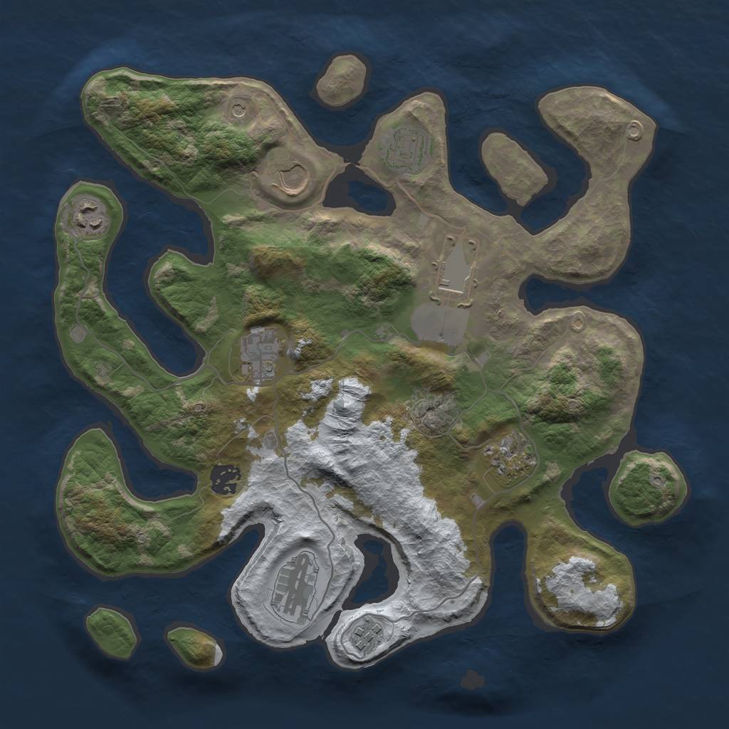 Rust Map: Barren, Size: 3500, Seed: 4430481, 12 Monuments