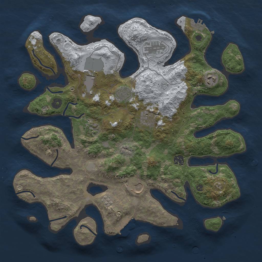 Rust Map: Procedural Map, Size: 3700, Seed: 3488875, 17 Monuments