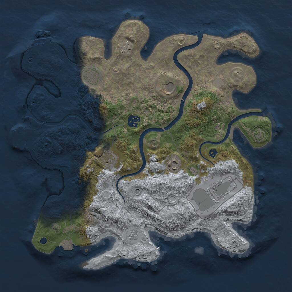Rust Map: Procedural Map, Size: 3500, Seed: 2139627, 13 Monuments