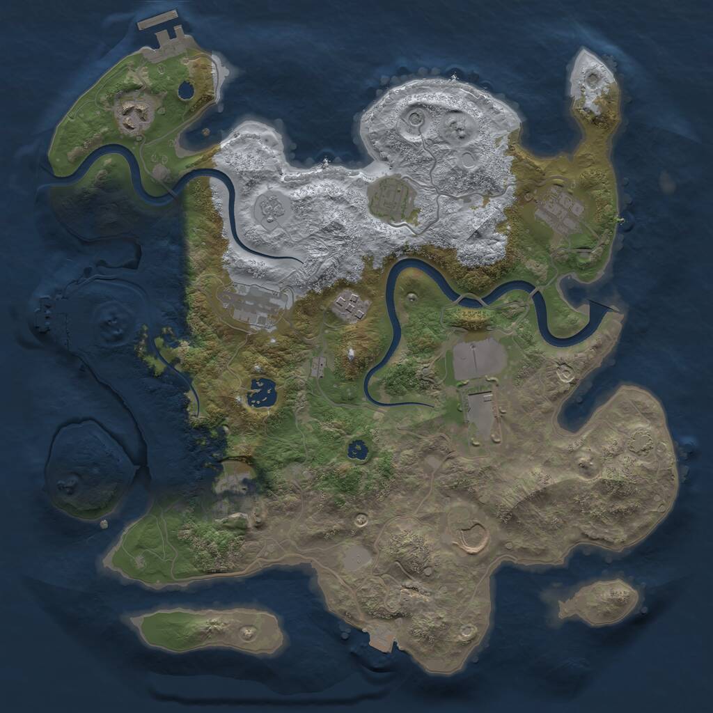 Rust Map: Procedural Map, Size: 3500, Seed: 2729071, 15 Monuments