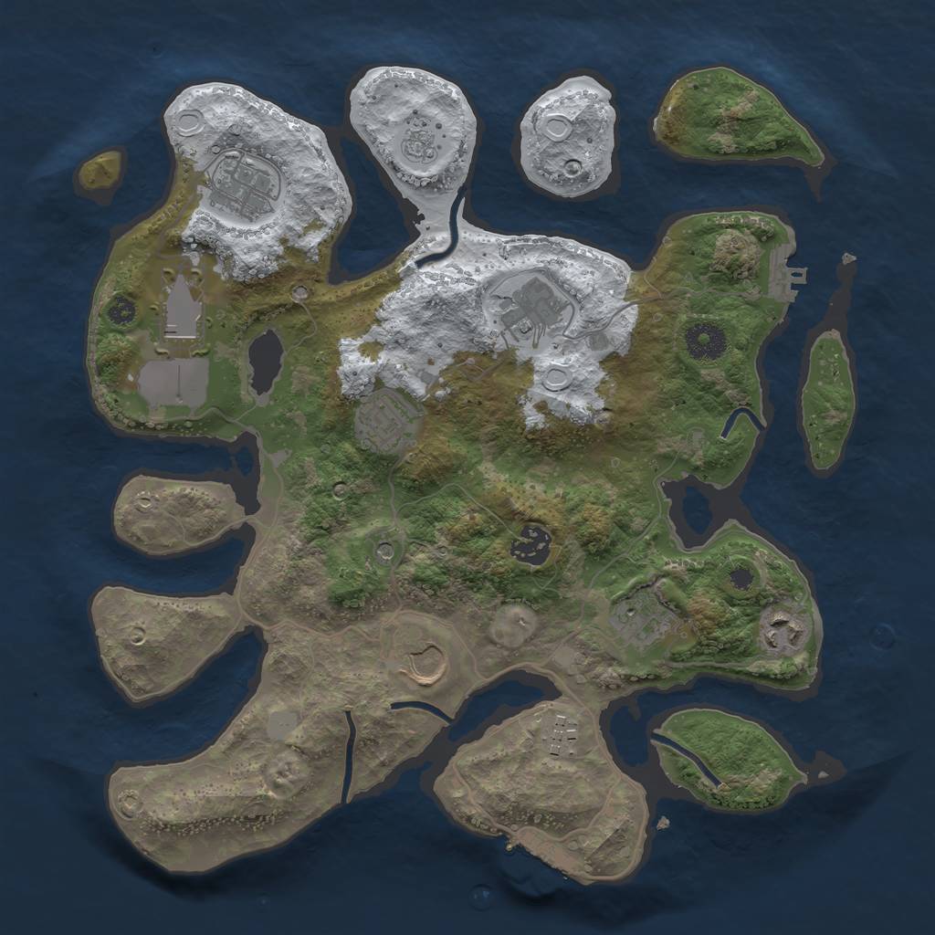 Rust Map: Procedural Map, Size: 3500, Seed: 1024127, 18 Monuments