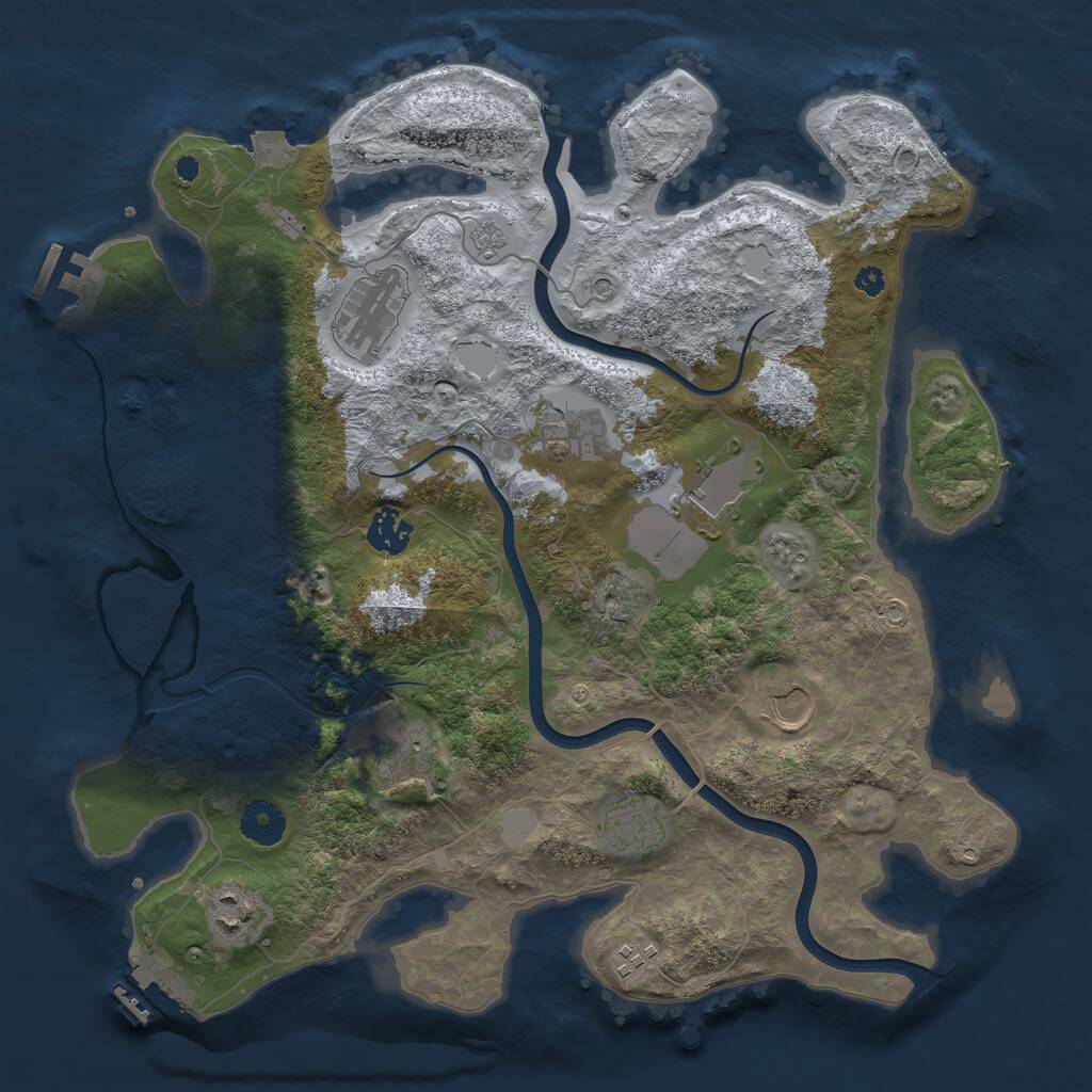 Rust Map: Procedural Map, Size: 3700, Seed: 2296849, 15 Monuments