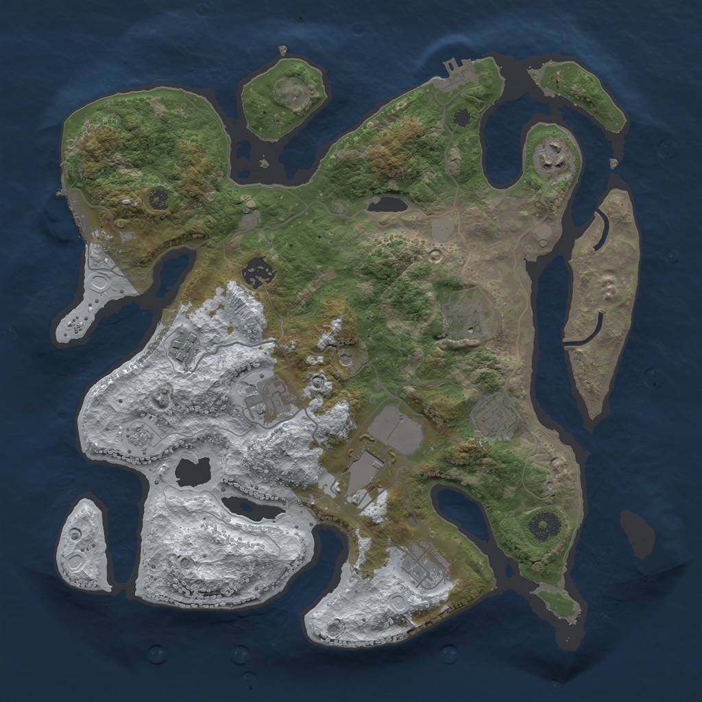 Rust Map: Procedural Map, Size: 3500, Seed: 1127392, 17 Monuments