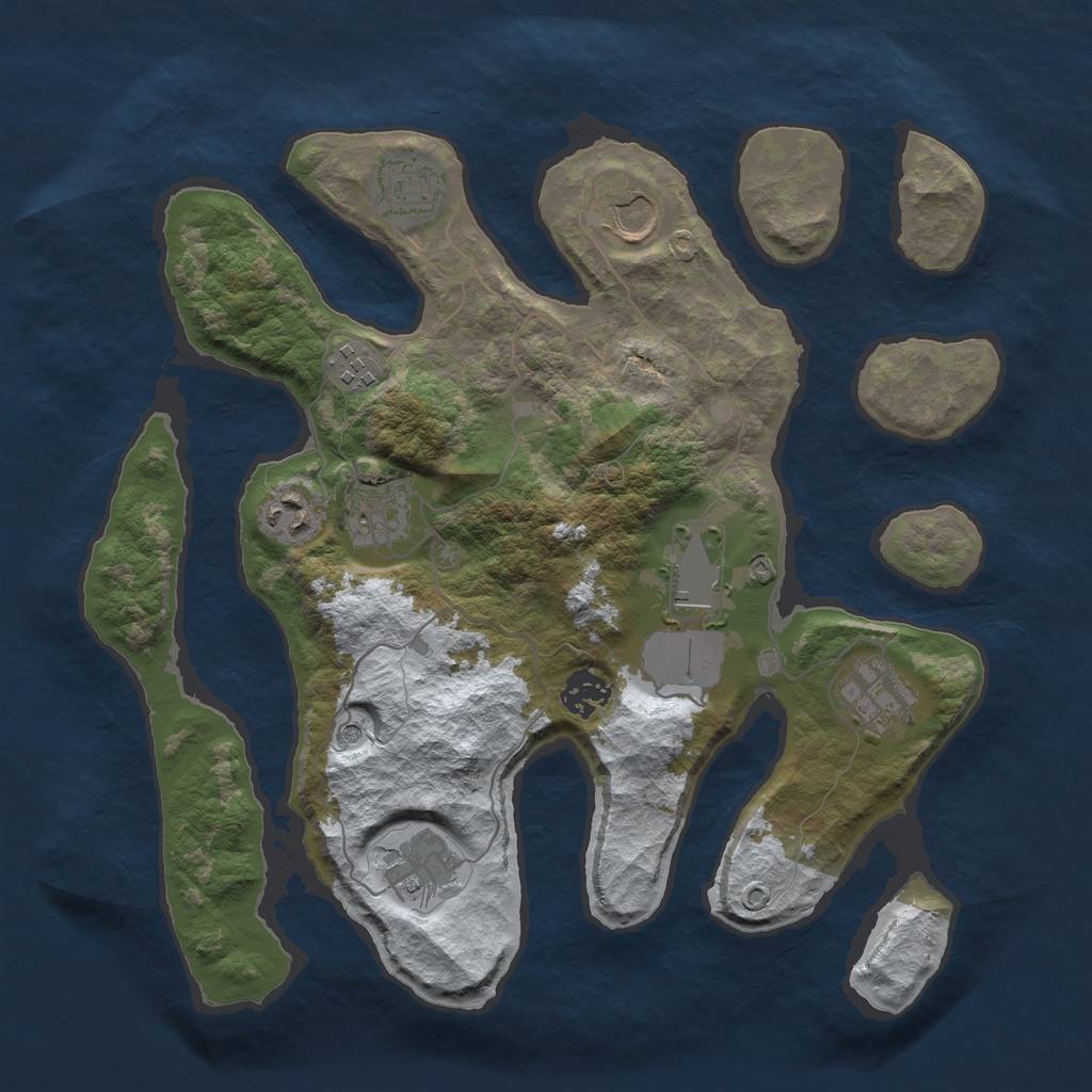 Rust Map: Barren, Size: 3500, Seed: 1156568, 12 Monuments