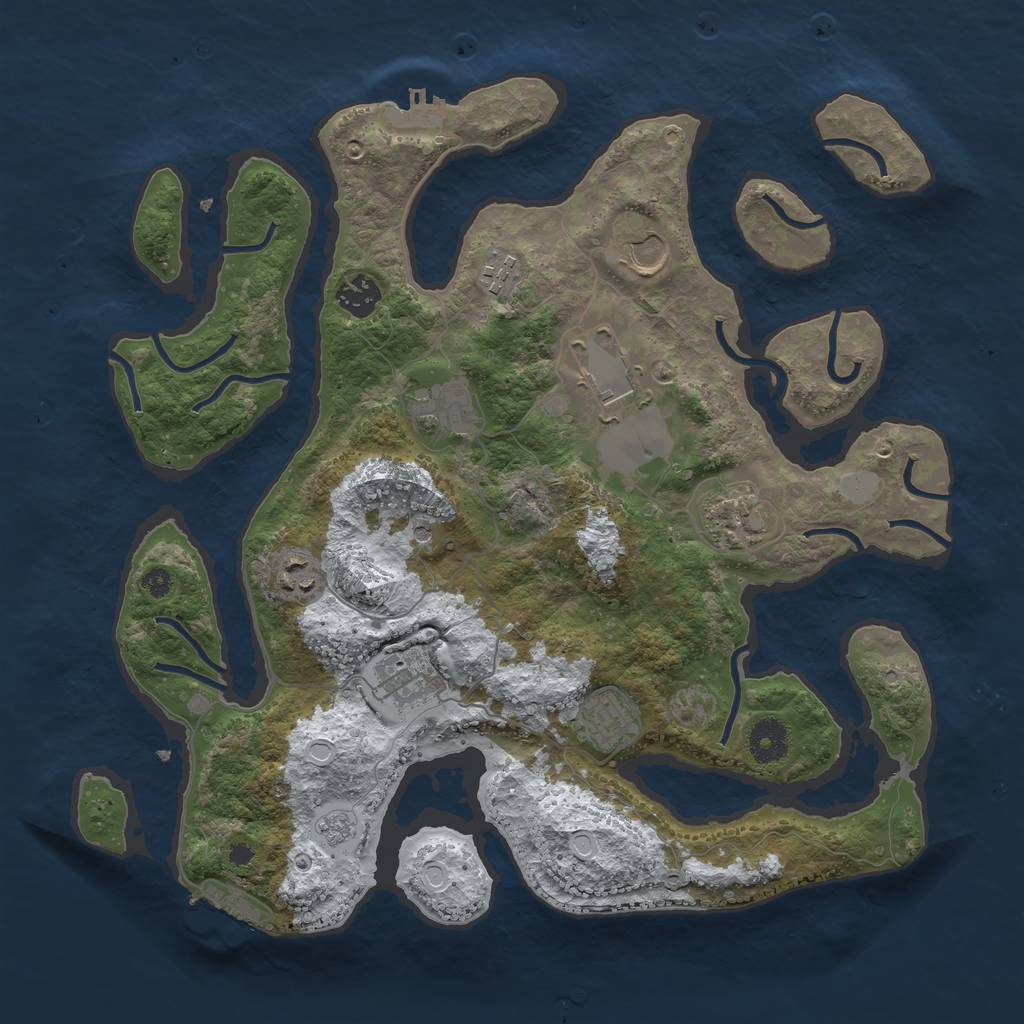 Rust Map: Procedural Map, Size: 3700, Seed: 1794419, 18 Monuments