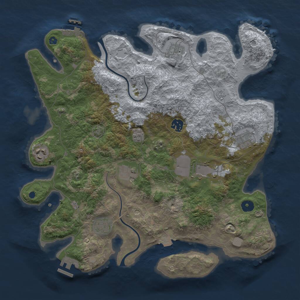 Rust Map: Procedural Map, Size: 3700, Seed: 1594693, 14 Monuments