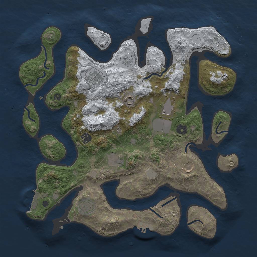 Rust Map: Procedural Map, Size: 3600, Seed: 781, 16 Monuments