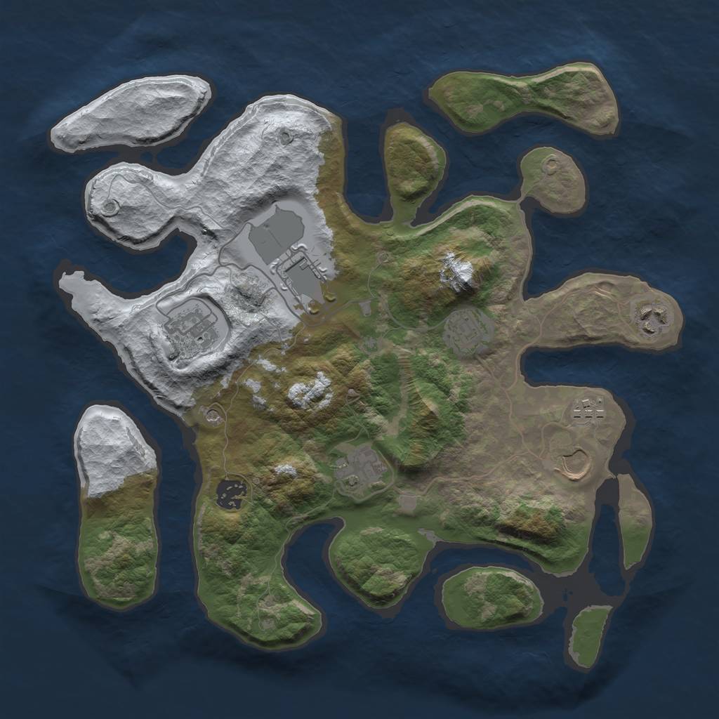 Rust Map: Barren, Size: 3500, Seed: 6143404, 11 Monuments