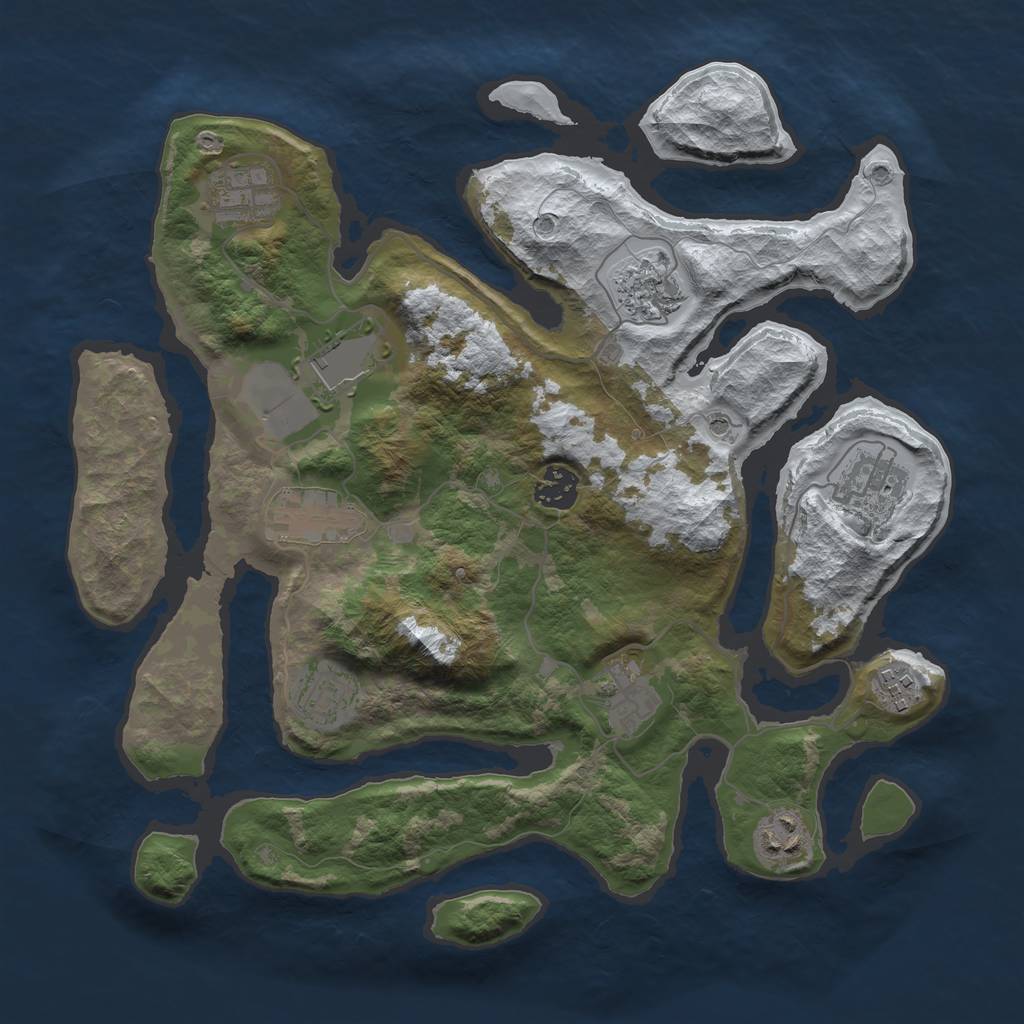 Rust Map: Barren, Size: 3500, Seed: 6286870, 13 Monuments
