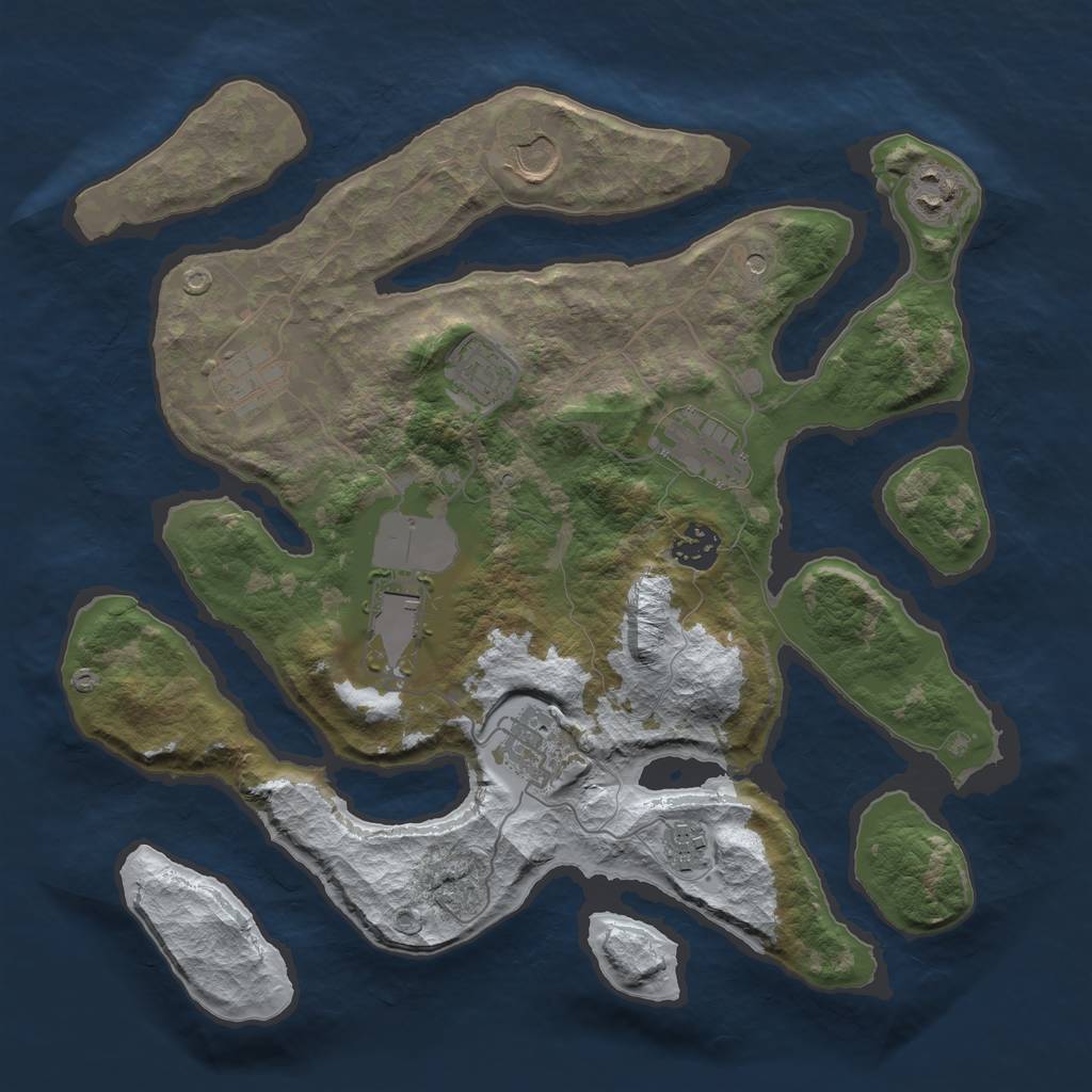 Rust Map: Barren, Size: 3500, Seed: 4854572, 12 Monuments