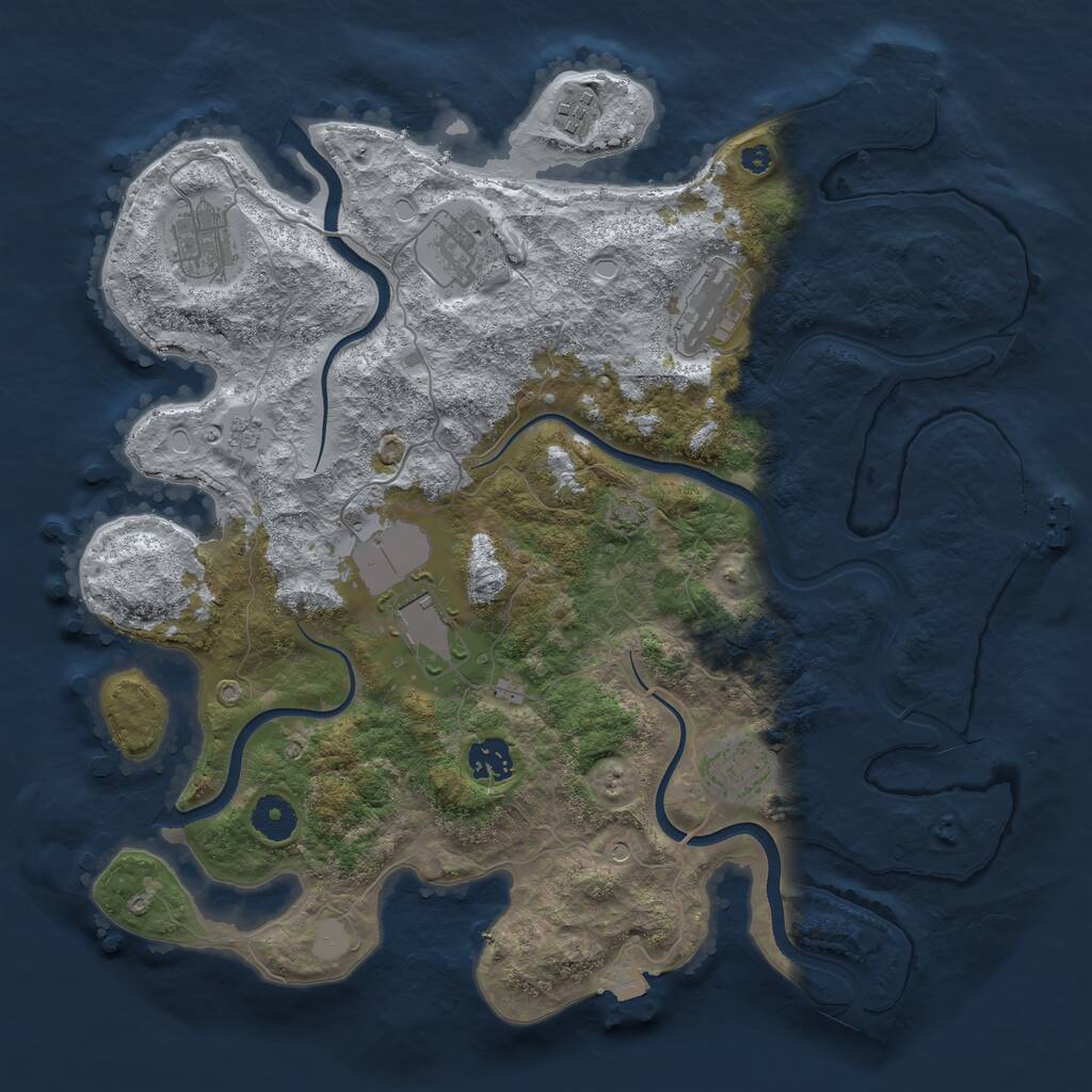 Rust Map: Procedural Map, Size: 3700, Seed: 3748265, 13 Monuments
