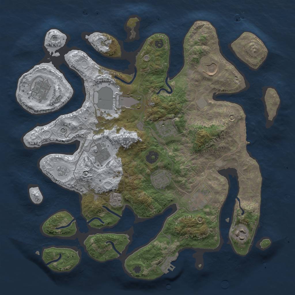 Rust Map: Procedural Map, Size: 3500, Seed: 5504976, 18 Monuments
